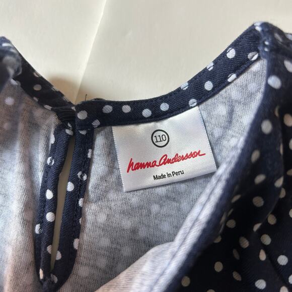 Hanna Andersson Navy Polka Dot Ruffled Top 110 - Picture 3 of 4